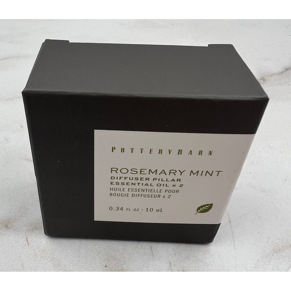 Pottery Barn Rosemary Mint Diffuser Pillar Essential Oil 2 Pack 0.34oz 10ml NEW